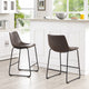 Lorenzo Counter Stools Brown Faux Leather, Set of 2