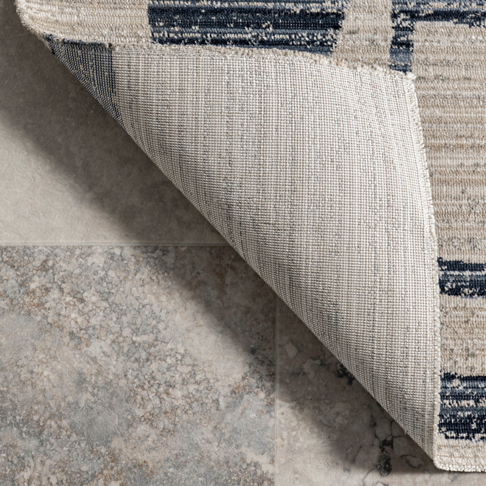 Nuloom Milani Contemporary Washable Indoor/Outdoor Rug, Navy 4'x6'