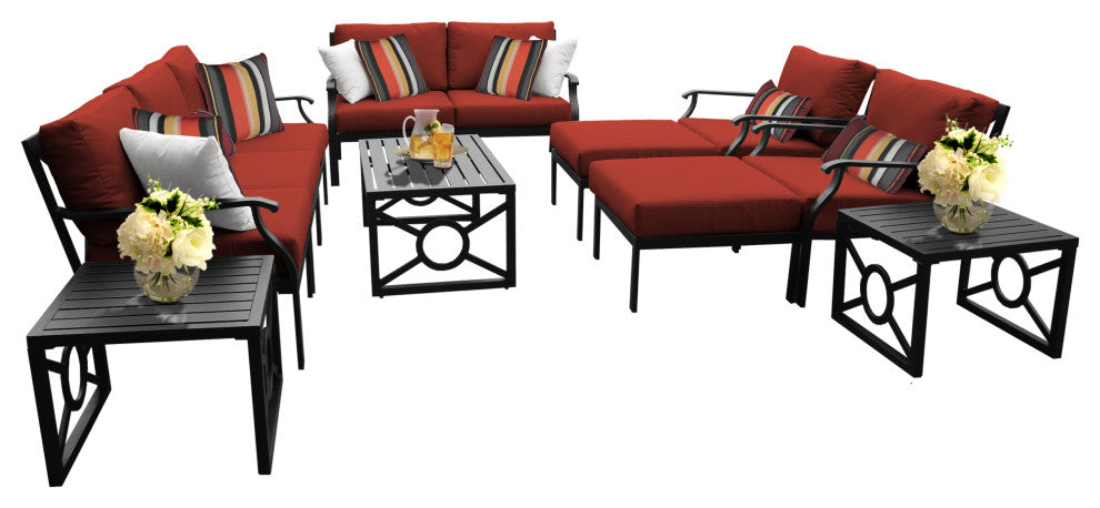 kathy ireland Madison Ave. 12 Piece Aluminum Patio Furniture Set 12h, Cinnamon