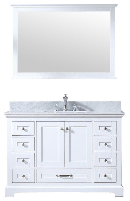48" Single Vanity With Carrera Marble Top, Sink and 46" Mirror
