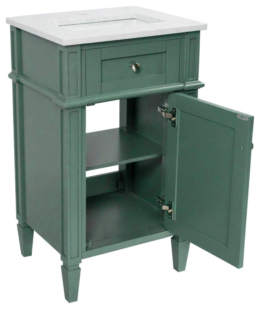 Hailey 20" Bathroom Vanity, Engineered Marble Top, Sage Green