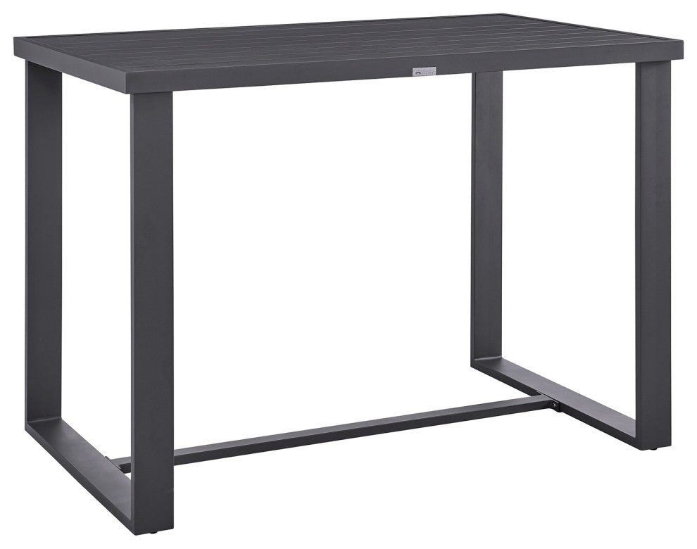 Argiope Outdoor Patio 5-Piece Bar Table Set, Aluminum With Gray Cushions