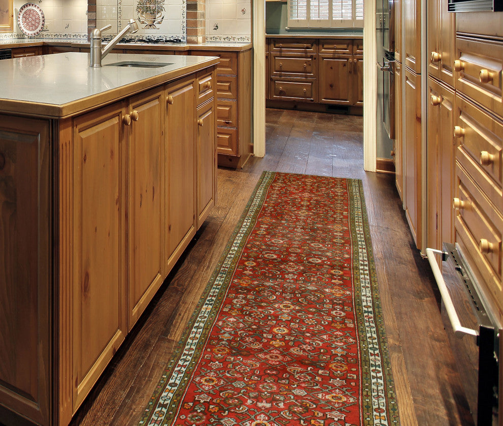Fine Vintage Distressed Aiston Red/Ivory Runner, 2'8x12'2