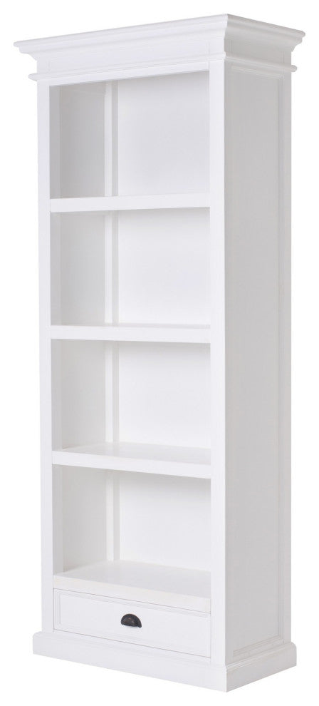 Classic White Bookcase With One Drawer