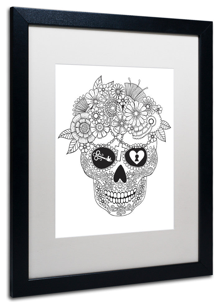 Hello Angel 'Lost Love Sugar Skull' Art, Black Frame, White Mat, 20x16