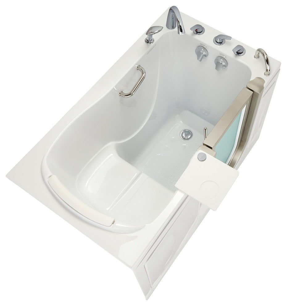Ella Elite 32"x52" Acrylic Soaking Walk-In Bathtub Inward Swing Door, Dual Drain