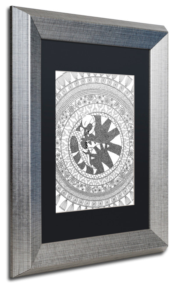Hello Angel ''Sleepyhead Outlines'' Art, Silver Frame, Black Mat, 14x11