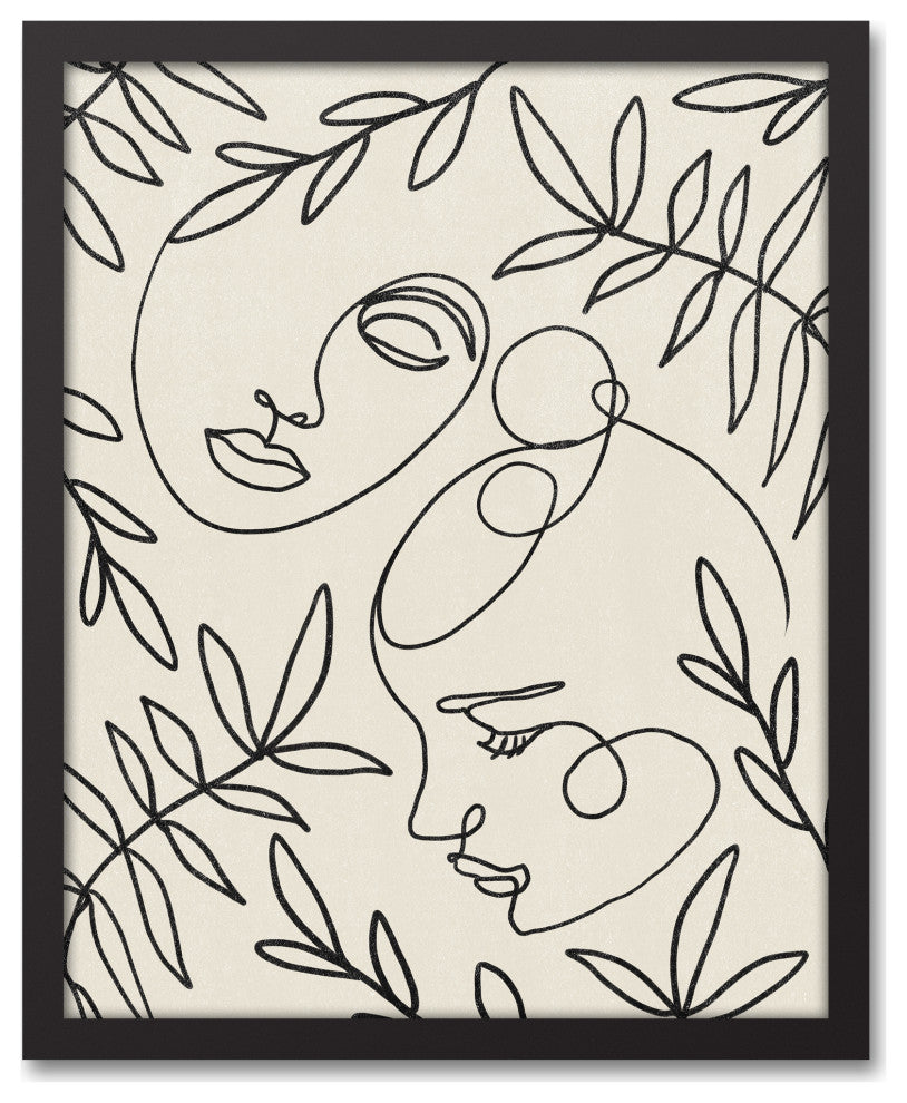 Botanical Faces 16"x20" Black Framed Canvas