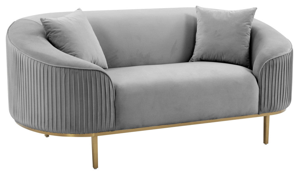 Michelle Light Gray Pleated Loveseat