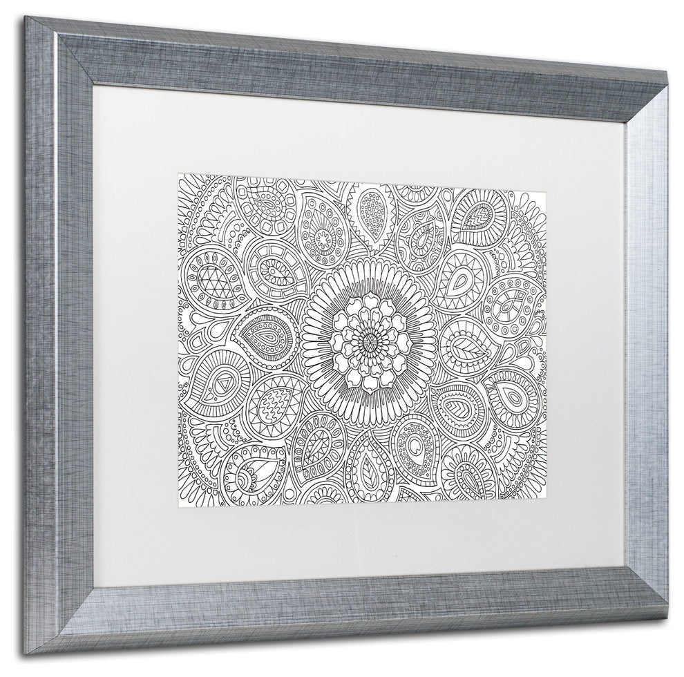 Hello Angel ''Paisley Mandala'' Art, Silver Frame, White Mat, 20x16
