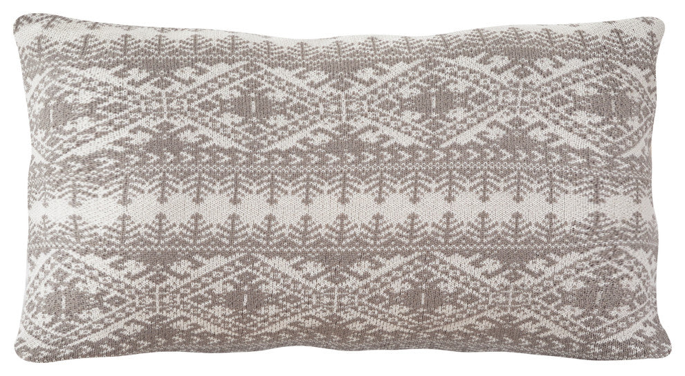 Fair Isle Knit Body Pillow, 21"x35", Taupe, 1 Piece