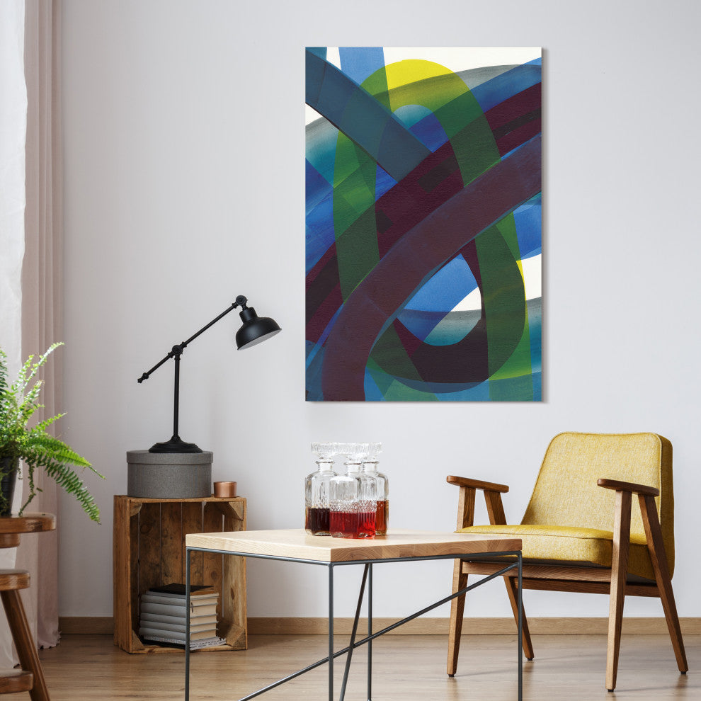 "Pigment Play" Frameless Floating Tempered Glass Panel Graphic Wall Art Set of 2
