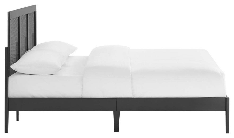 Sirocco Rattan and Wood Full Platform Bed, Black