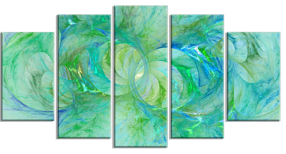 Snow Fractal Glass Texture, Contemporary Canvas Art Print, 60"x32", 5 Panels