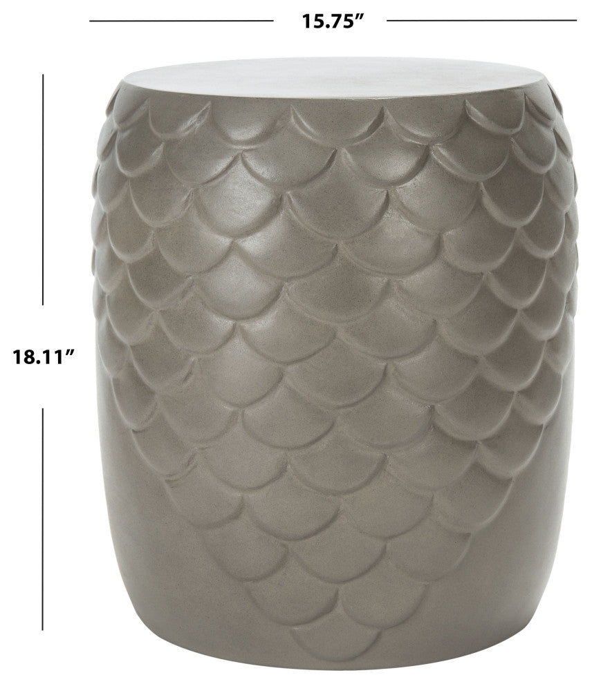 Safavieh Indoor-Outdoor Julyvia Concrete Accent Stool, Dark Grey