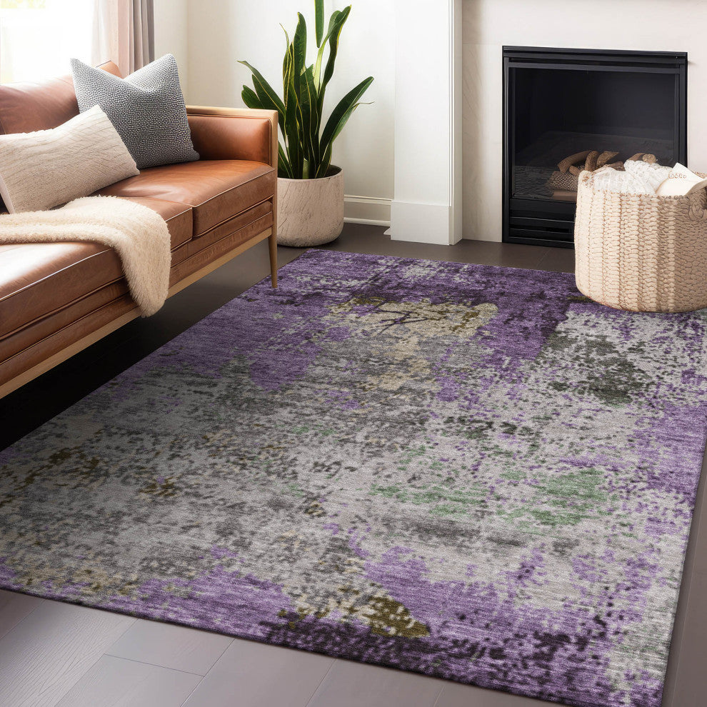 Machine Washable Indoor/Outdoor Chantille ACN1911 Violet 10' x 14' Rug