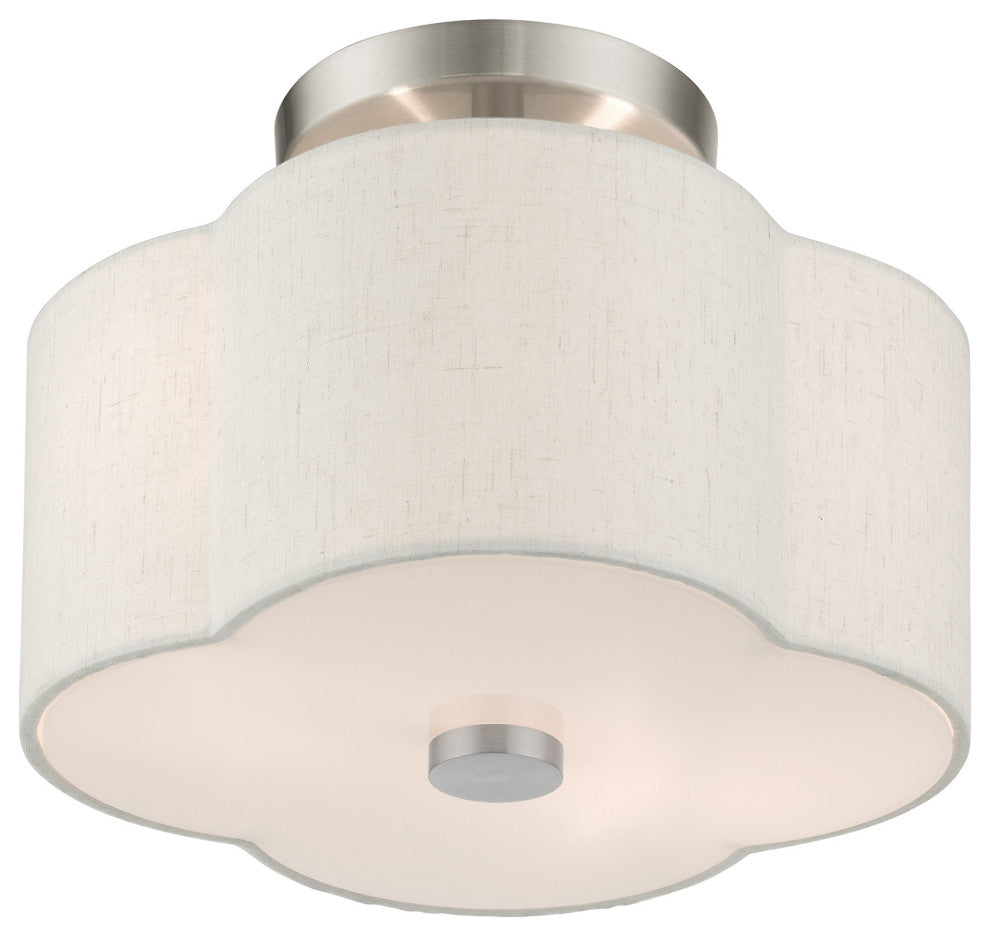 Brushed Nickel French Country, Floral, Transitional, Semi Flush