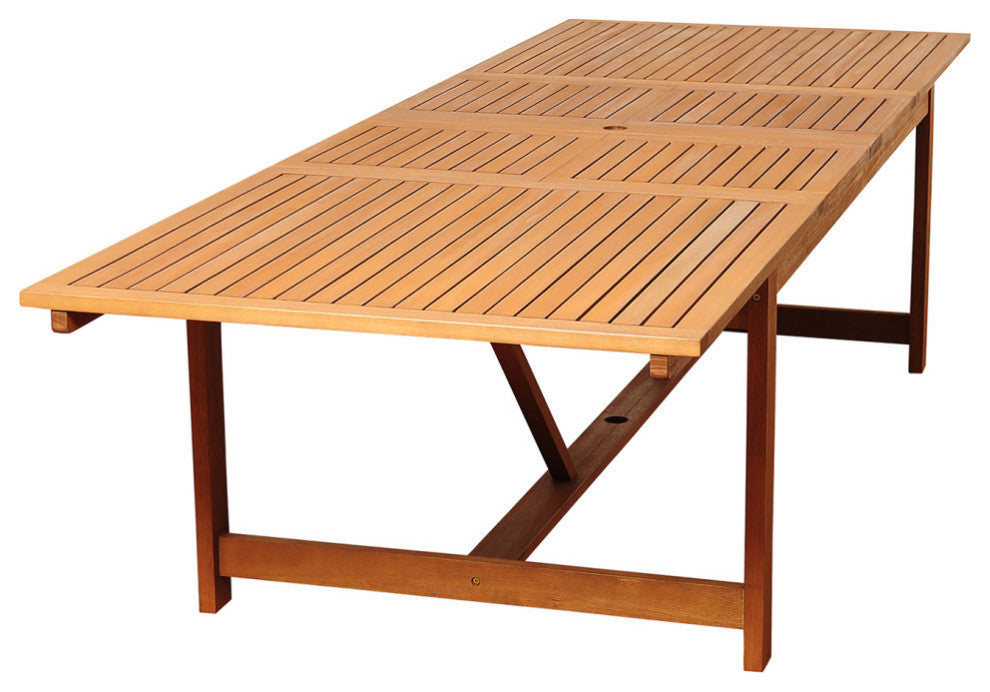 Affleck 11-Piece Eucalyptus Extendable Rectangular Patio Dining Set, Dark Brown