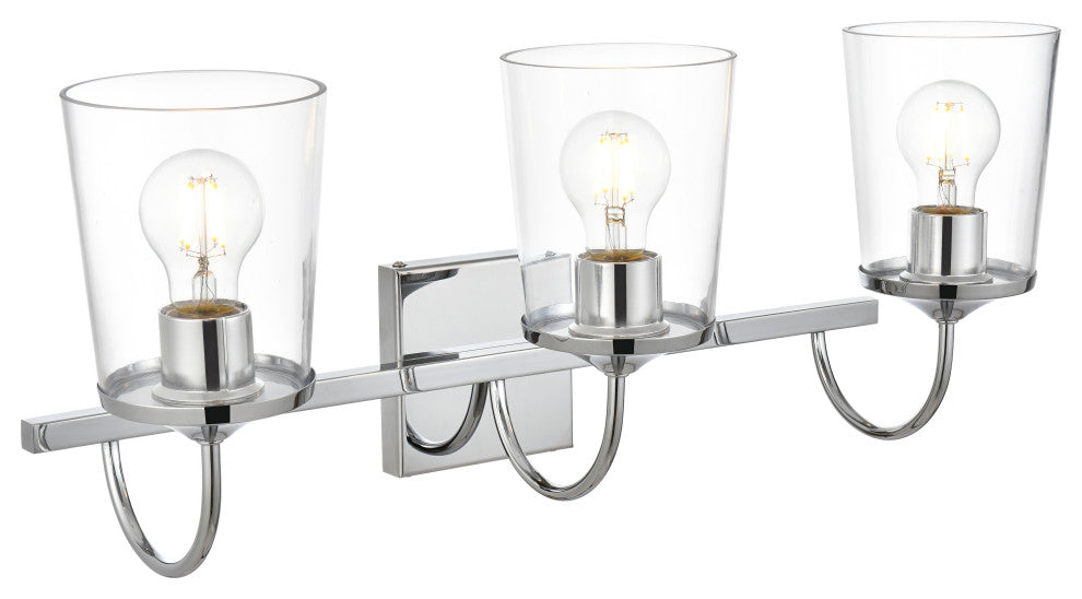 3 Light Chrome And Clear Bath Sconce
