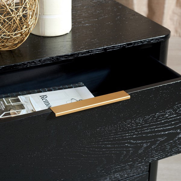 Safavieh Couture Gabrietta 6 Drawer Wood Dresser Black / Gold