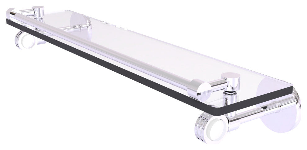 Clearview 22" Gallery Rail Glass Shelf with Dotted Accents, Polished Chrome