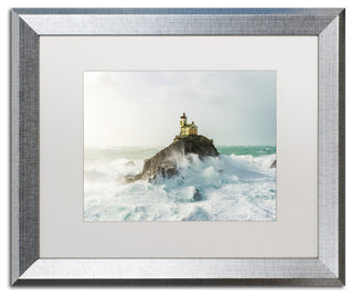Rivrin "Haunted Lighthouse in the Storm" Art, Silver Frame, White Mat, 20x16