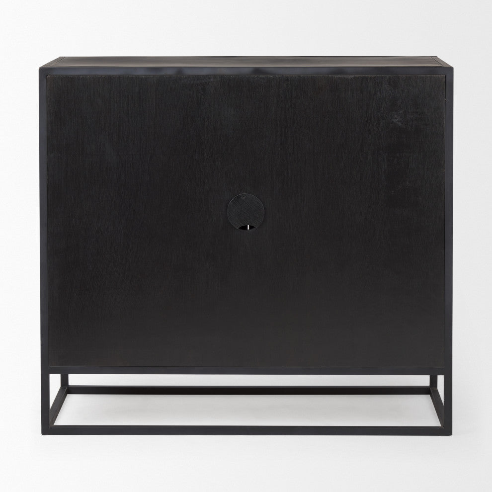 Sloan Dark Wood WithBlack Metal Frame Accent Cabinet