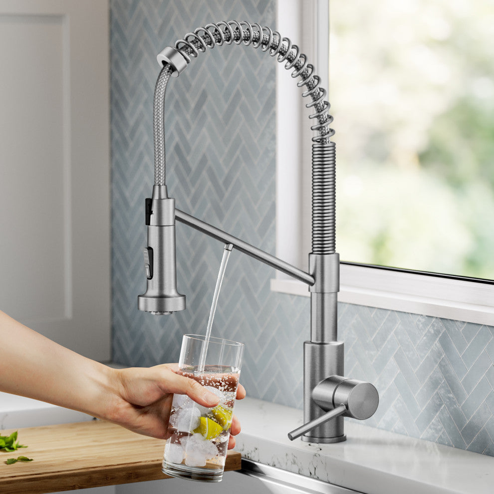 Bolden Commercial Style 2-Function Pull-Down 1-Handle 1-Hole Kitchen Faucet, Spot Free Stainless Steel (Filter Kitchen Faucet)