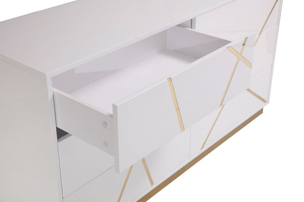 Modrest Nixa Modern White + Gold Bedroom Set, California King