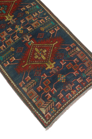 Fine Vintage Distressed Churchil Navy/Red Runner, 2'7x13'9