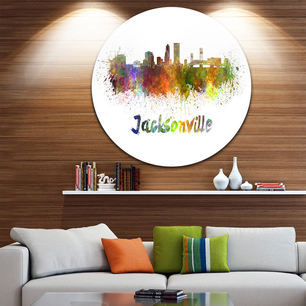 Jacksonville Skyline, Cityscape Round Wall Art, 11"