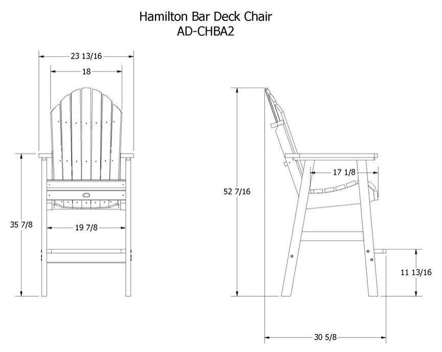 Hamilton Deck Chair-Bar Height, White