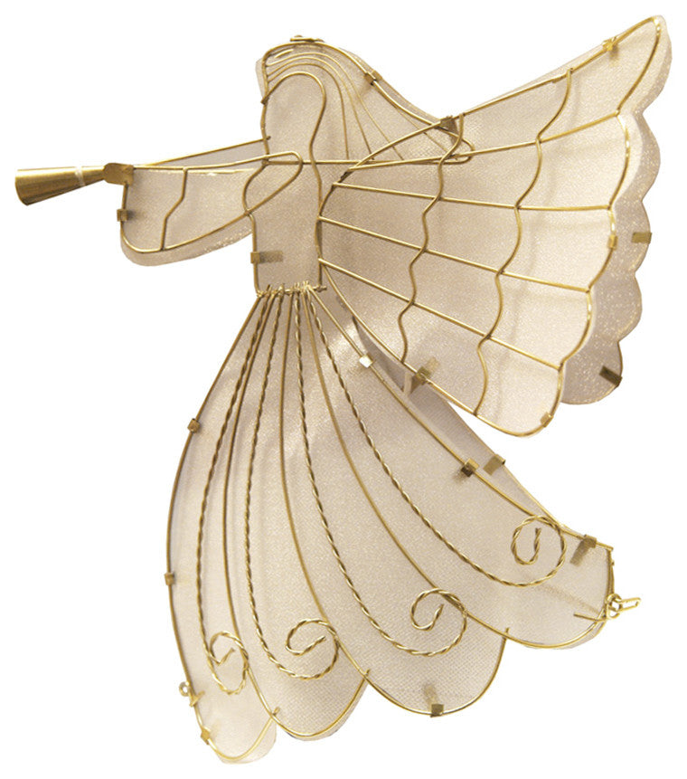 LED Lighted Shimmer Angel Christmas Tree Topper, Warm Clear Lights, Gold, 10"