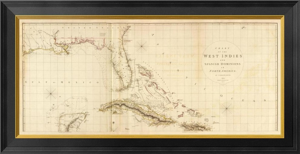 "West Indies I, 1810" Framed Canvas Giclee by Aaron Arrowsmith, 34x18"