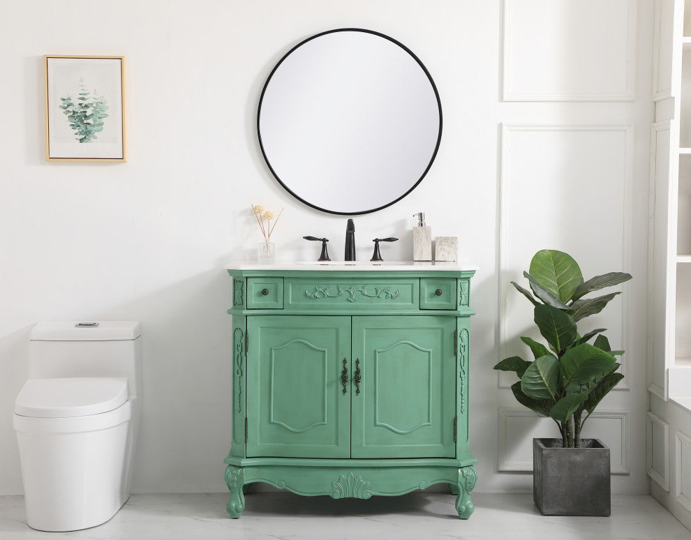 Bathroom Vanity, Vintage Mint, 36", Single Sink