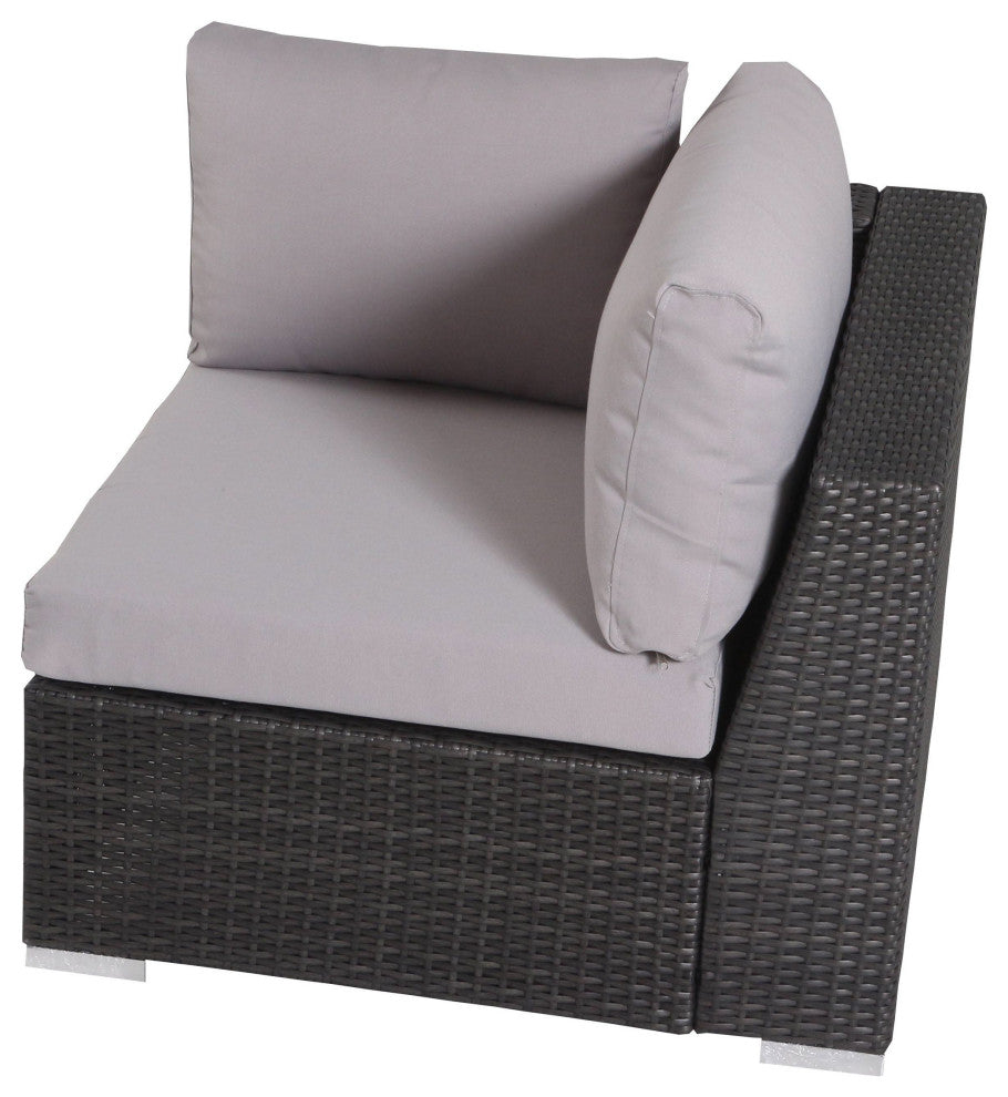 GDF Studio 5-Piece Francisco Outdoor Gray Wicker Sectional With Cushions Set