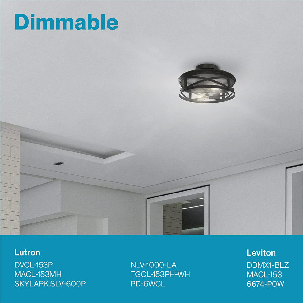 2 Pack, Semi Flush Ceiling Light Fixture, Industrial Black Ceiling Lamp