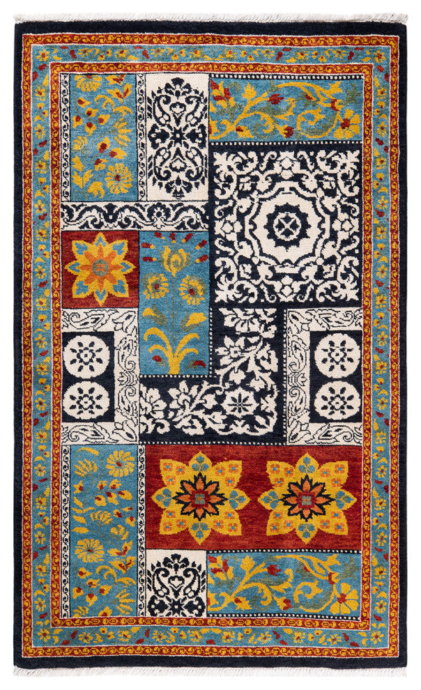 Suzani, One-of-a-Kind Hand-Knotted Area Rug Red, 3' 3 x 5' 3