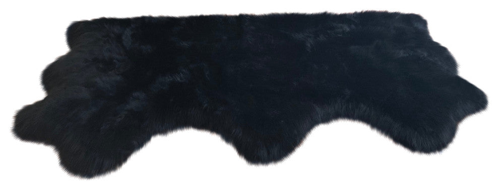 LAMBZY Genuine Sheepskin, Black, 3'x4'4"
