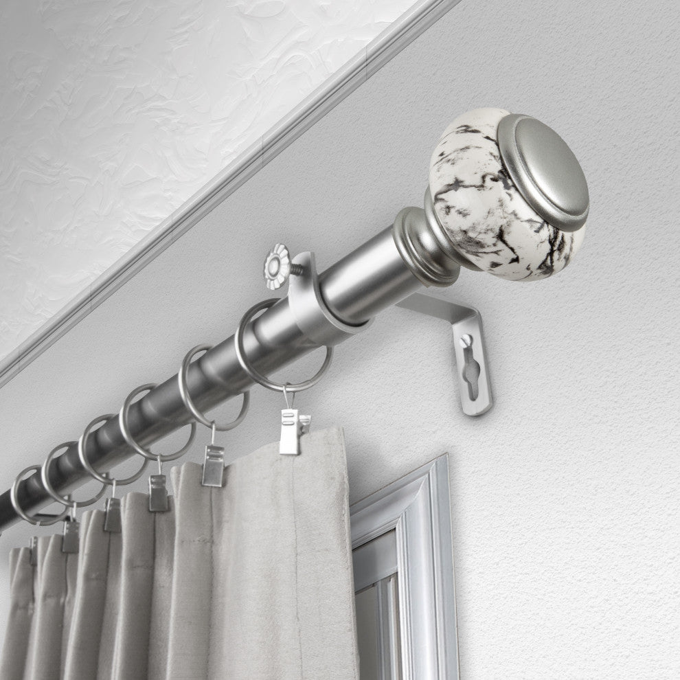 Everly 1" Diameter Curtain Rod, Satin Nickel, 120-170"