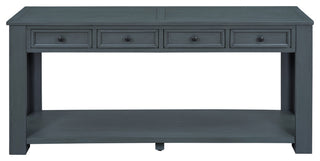 63"x30" Rustic Chic Console Table with Drawers and Shelf for Entryway Hallway, Navy