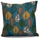 Autumn Leaves Floral Print Pillow, Teal, 16"x16"