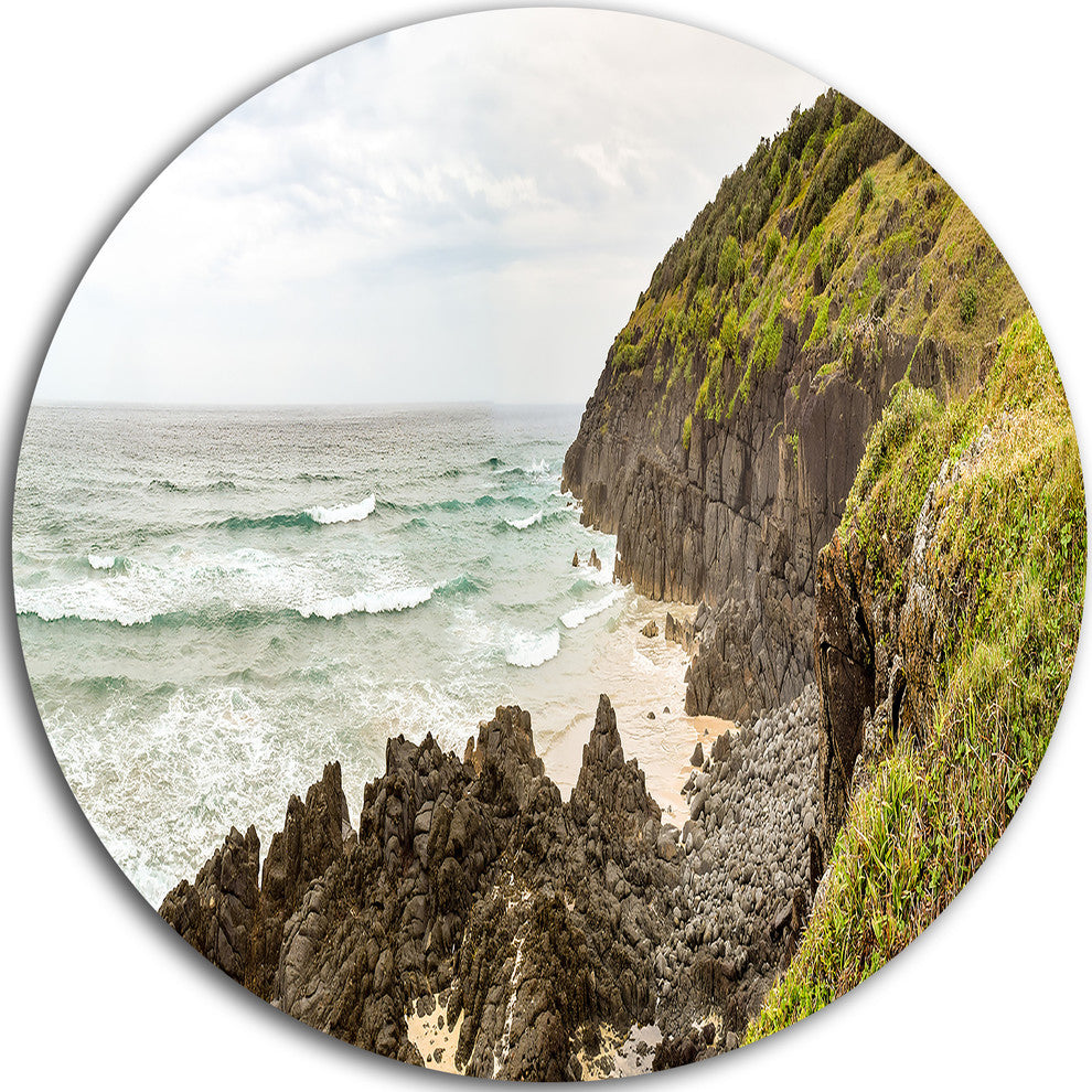 Crescent Head Coastline In Australia, Landscape Disc Metal Artwork, 23"