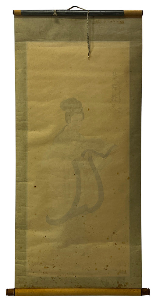 Chinese Color Ink Tong Style Lady Portrait Scroll Painting Wall Art Hws3037