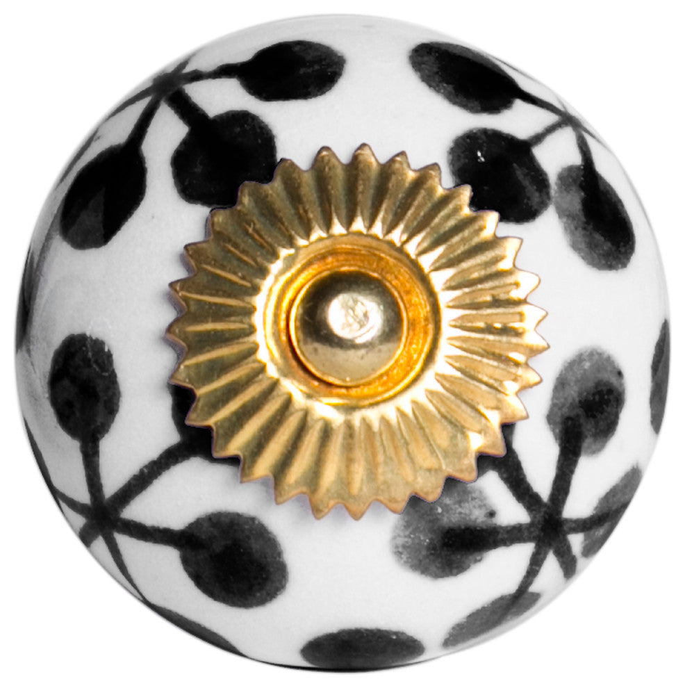 Knob-It Vintage Handpainted Ceramic Knobs, Set of 12, Cream/Burgundy/Yellow