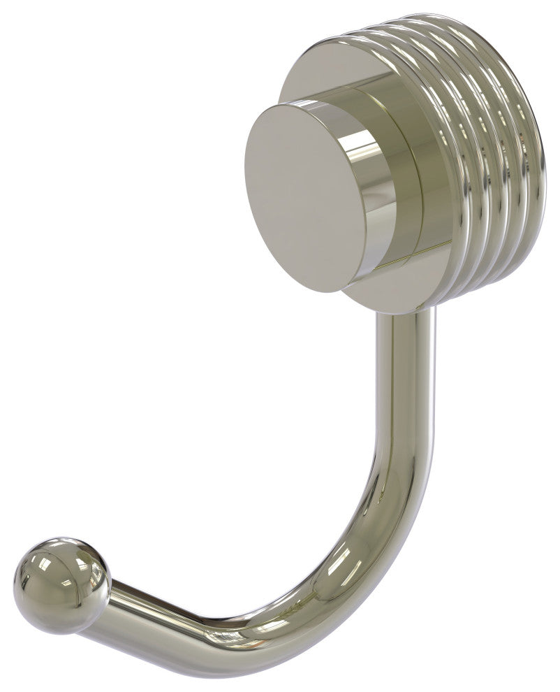 Venus Robe Hook With Groovy Accents, Polished Nickel