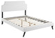 Modway Laura King Vinyl Platform Bed With Round Splayed Legs, White