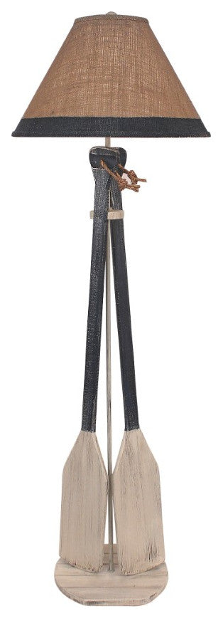 Cottage and Navy 2-Paddle Floor Lamp With Rope