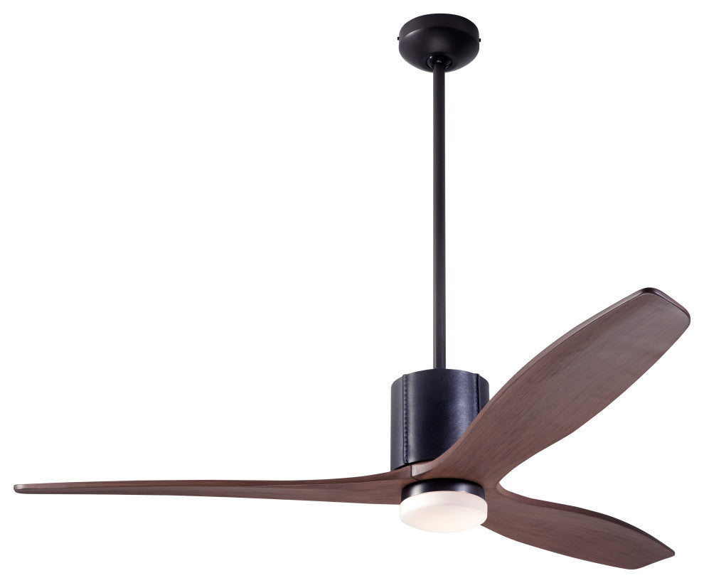 LeatherLuxe Fan, Bronze/Black, 54" Mahogany Blades With LED, Wall Control