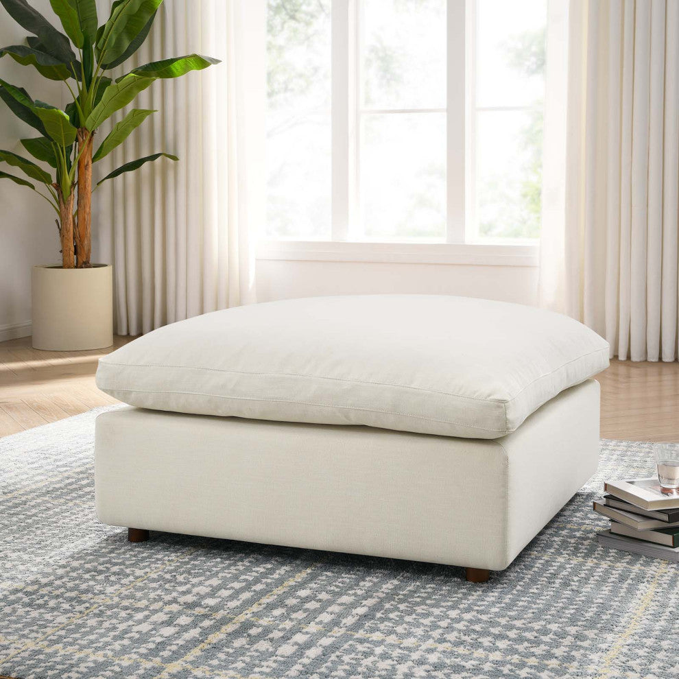 Commix Down Filled Overstuffed Ottoman, Light Beige
